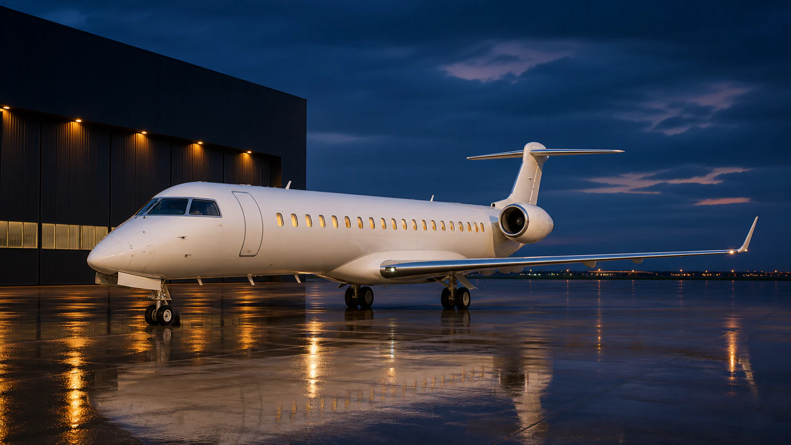 Representative regional airliner on an executive aviation ramp