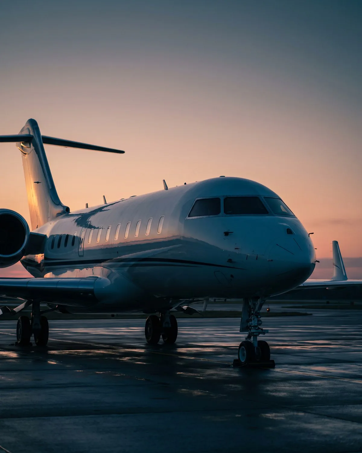 Private jet on the ramp at an executive airport